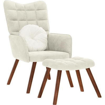 vidaXL 4016830 Relaxační s taburetkou krémové sametové
