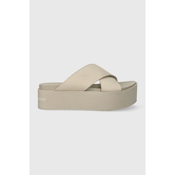 Image 1 of Calvin Klein Jeans Кожени чехли Calvin Klein Jeans FLATFORM CROSS MG UC (YW0YW01349)