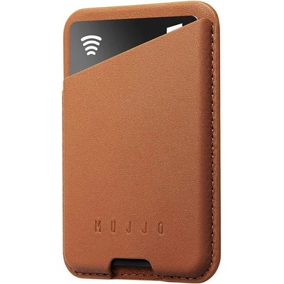 Mujjo MagWallet Leather Card Holder with MagSafe - кожен портфейл (джоб) за прикрепяне към iPhone с MagSafe (кафяв)