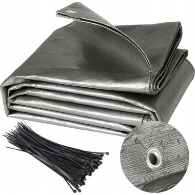 Springros krycí plachta s oky 4 x 6 m extra silná 210g PE stříbrná PROTECT GA2143-XG