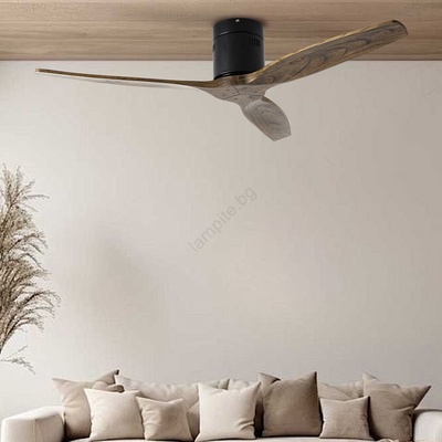 ZEVENTI - Таванен вентилатор SPELLO Wi-Fi Tuya черно/дъб + дистанционно управление (ZV0039)