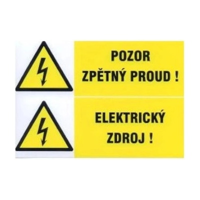 Pozor zpětný proud-Elektrický zdroj 210x148mm-samolepka