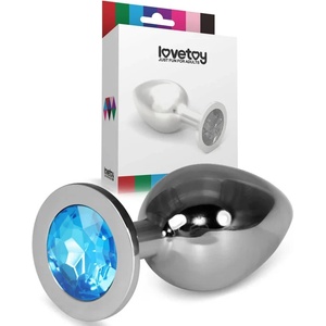 Метален плъг с кристали, размер L, 10, 2см. - Rosebud Classic Blue (LVTOY00618)