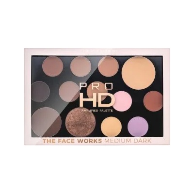 Makeup Revolution Pro HD Amplified Palette The Face Works - Medium Dark мултифункционална палитра 15 g