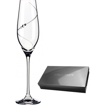 Crystalex Bohemia Glass Sklenice flétny na sekt se Swarovski Elements Hearts 210 ml