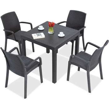 BICA Комплект техноратанови мебели Dallas / Indiana 4 антрацит Bica (BC9096NT-4x9093ANT)