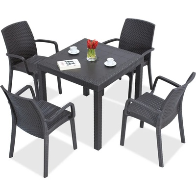 BICA Комплект техноратанови мебели Dallas / Indiana 4 антрацит Bica (BC9096NT-4x9093ANT)