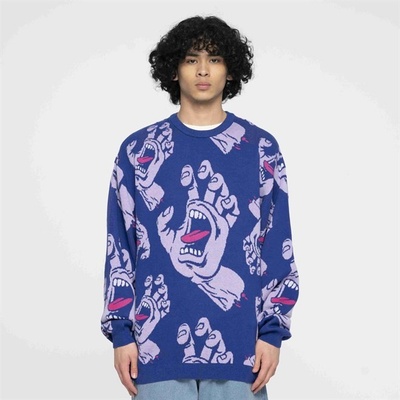 SANTA CRUZ mikina Hands All Over Knit Crew navyblue navyblue