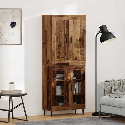 vidaXL Висок шкаф 2 pcs Старо дърво Инженерно дърво (3403186)