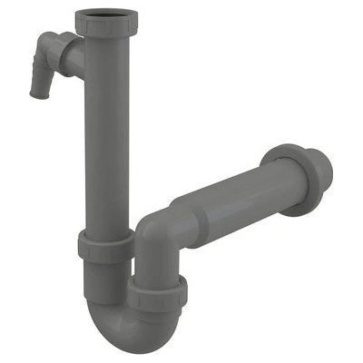 Alcadrain Drezový sifón s maticou 6/4" a prípojkou, čierny A81-DN50-ECO