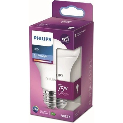 Philips 8718699769369 LED žárovka 1x10W E27 1055lm 6500K studené denní světlo, matná bílá, EyeComfort