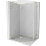 Mexen Lunar L петоъгълна лява душ кабина с врата 90 x 80 см, прозрачна, златно (831L-090L-080P-55-00-L)