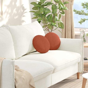 vidaXL Възглавници за седалки 2 pcs Червено оранжево Ø 30 cm (42014119)