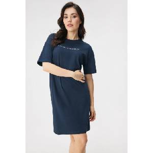 Tommy Hilfiger Дамска памучна нощница Tommy Hilfiger Essential Lounge къса (UW0UW06689_kos)