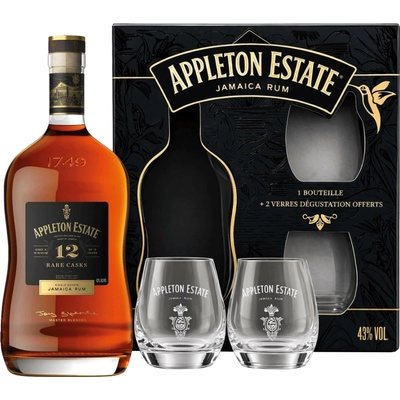 Appleton Estate Rare 12y 43% 0,7 l (dárkové balení 2 sklenice)