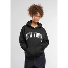 Mister Tee Women's Black Furry Hoodie New York čierna modrá biela