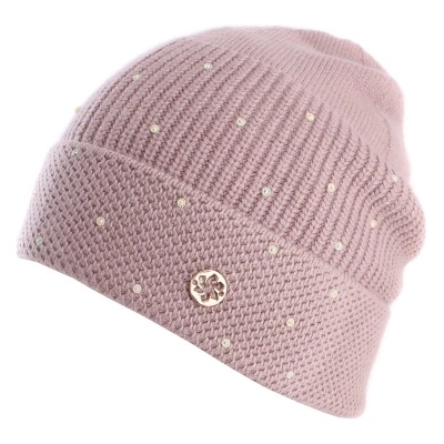Дамска плетена шапка с камъчета Granadilla JG5263, Пепел от рози