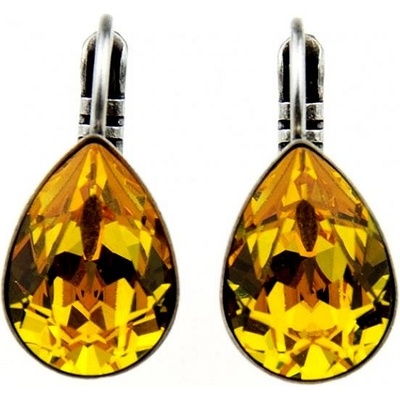 Swarovski Elements Pear stříbrné visací oranžové slzičky kapky 31242.3 Topaz žluto-oranžová jantarová