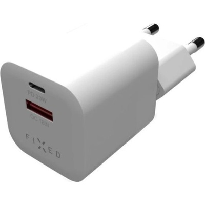 FIXED Мини usb-c/usb зарядно устройство за пътуване fixed, 20 w, Бял