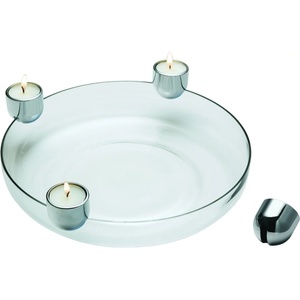 Philippi Свещник за чаена свещ ARENA 30 cm, за 4 свещи, с купа, сребърен, Philippi (PHP123076)