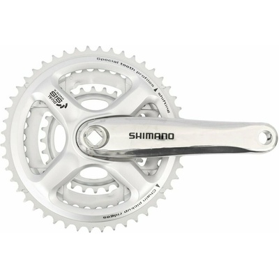 Kliky SHIMANO FC-M191-S 170mm 48-38-28 zubov, strieborné, bez krytu, 8 rýchlostí, pre os štvorhran