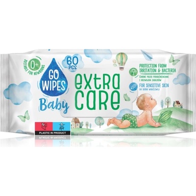 GoWipes Extra Care vlhčené čistiace obrúsky pre deti pre citlivú pokožku 0+ 60 ks