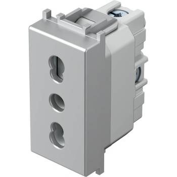 TEM Контакт италиански стандарт 2P+E 16A 1M, цвят Сребро мат, Modul - VM30ES (VM30ES)