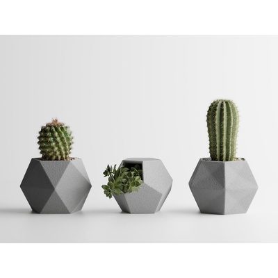 Комплект 3 броя кашпи Atina светлосив мат