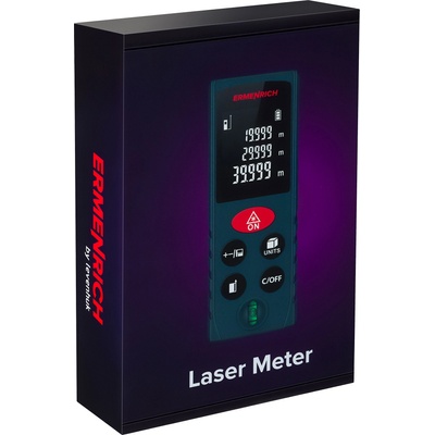 Levenhuk Лазерен измерител Ermenrich Reel GK40 С нивелир с мехурче. За измерване на разстояния, площ и обем. Фун (83079)