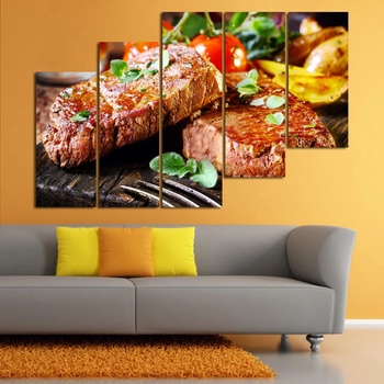 Vivid Home Картини пана Vivid Home от 5 части, Кухня, Канава, 160x100 см, 8-ма Форма №0899