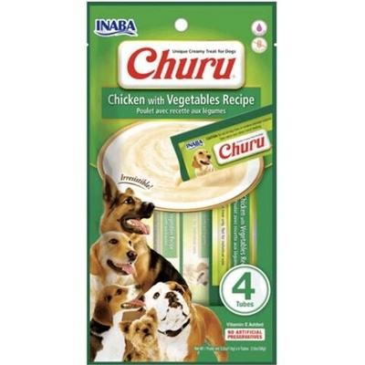 Pamlsok Inaba Churu Pyré dog Kuracie so zeleninou 4 tuby 56 g
