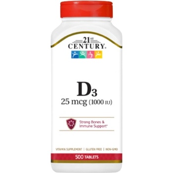 21st Century Vitamin D3 25 mcg / 1000IU [500 Таблетки]