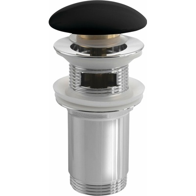 Sapho Sapho, Umývadlová výpust 5/4", click-clack, keramická zátka, tl.10-50 mm, pre umývadlá s prepadom, čierny mat, AR903