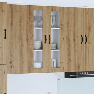 vidaXL Стенен стъклен шкаф PORTO Дъб 60 x 31 x 100 см (885534)