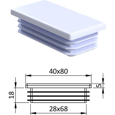 Krytka plastová 40 x 80 mm