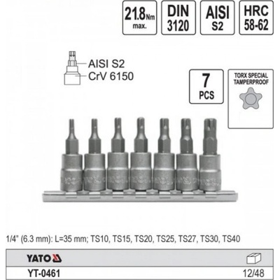 Yato Sada bitov 1/4 "7 ks TS10-TS40 torx (YT-0461)