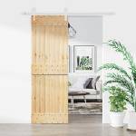 vidaXL Преплъзваща се врата Естествено и бяло 70 x 210 cm (3445137)