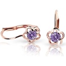 Danfil dievčenské náušnice kvetiny C1945 zo ružového zlata amethyst klapka