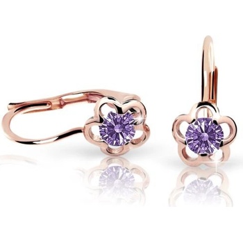 Danfil dievčenské náušnice kvetiny C1945 zo ružového zlata amethyst klapka