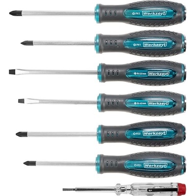 WERKZEYT Súprava úderových skrutkovačov + skúšačka napätia, 7-dielna