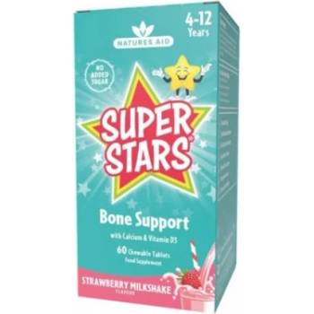 Дъвчащи таблетки за здрави кости за деца 60 броя , Super Stars Kids Bone Support / Natures Aid