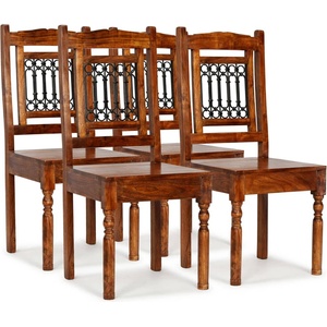 vidaXL Трапезни столове, 4 бр, масивно дърво, класически (275271)