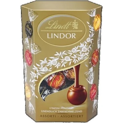 Lindt Шоколадови бонбони Lindt Lindor асорти корнет 200гр