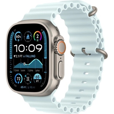 Apple Watch 49mm ledově modrý Oceánský řemínek - provedení z přírodního titanu MXTF3ZM/A – Zboží Živě