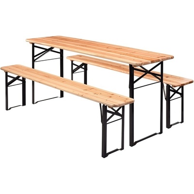 PROGARDEN Pivní set zahradní skládací dřevo 180 cm KO-FD7500900 – Zboží Dáma