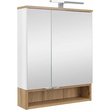 A - Interiéry Skříňka zrcadlová Noel 60 W s LED osvětlením, bílá lak/dub country, 60,2x76,2x16,3