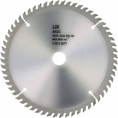 LUX List kotúčovej píly zo spekaného karbidu na drevo priemer 180 mm 60 zubov