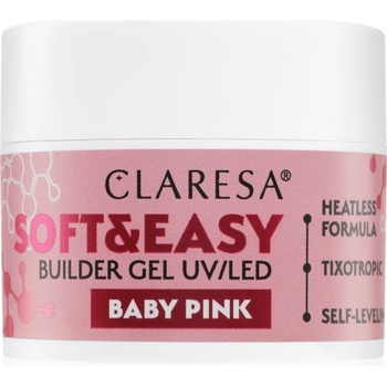 Claresa Soft&Easy Builder Gel основно гел покритие за нокти цвят Baby Pink 12 гр