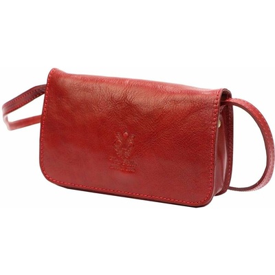 Dámska malá kožená crossbody kabelka červená na telefón Florence 107