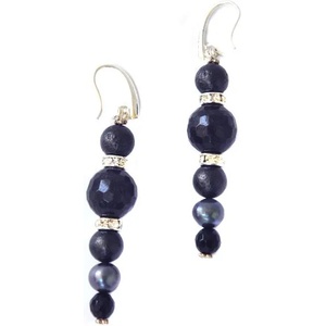 Dannyra Обици с оникс, вулканичен камък, ахат и перли Dannyra Jewels